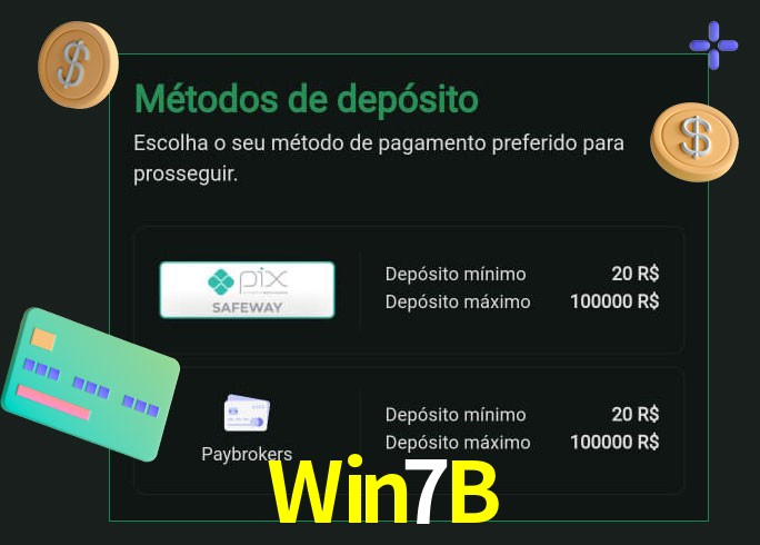 O cassino Win7B oferece uma grande variedade de métodos de pagamento